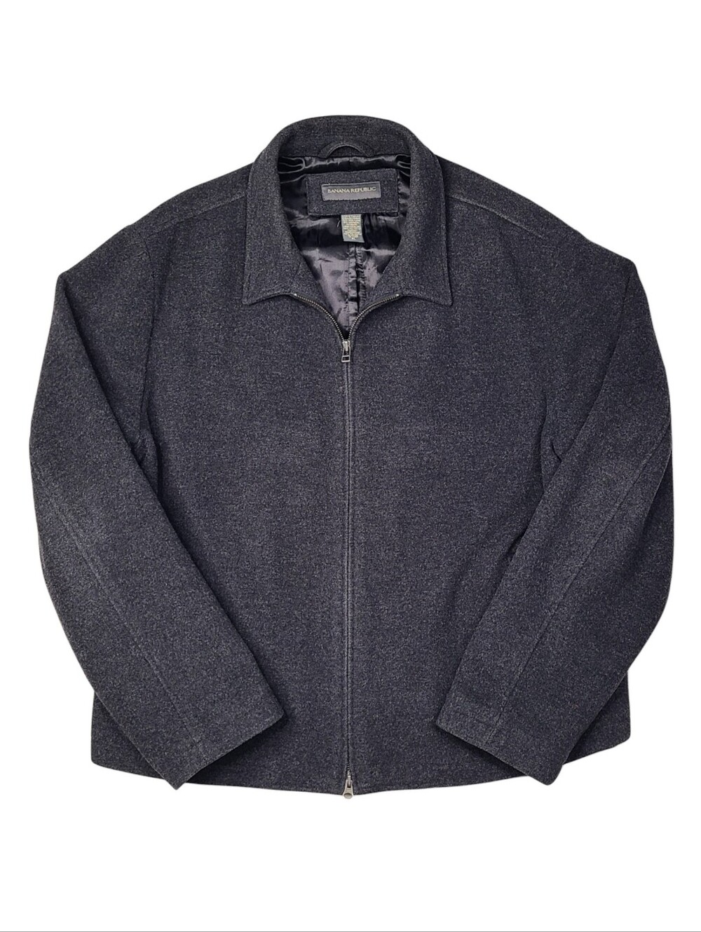 Banana Republic Men's Dark Charcoal Zip-Up Vtg Banana Republic 90% Wool 10% Cash